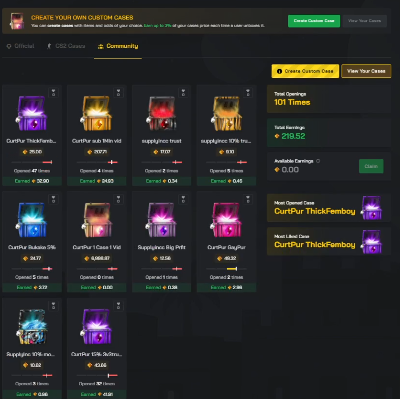 Clash.gg Community Cases Overview