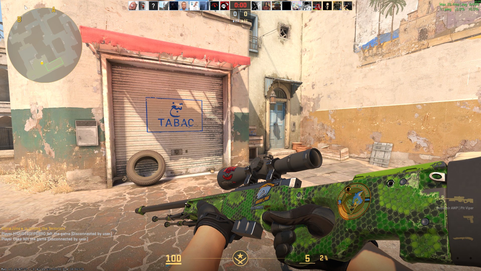 Souvenir AWP Pit Viper with Katowice 2014 stickers — rare CS2 souvenir AWP, only 109 known