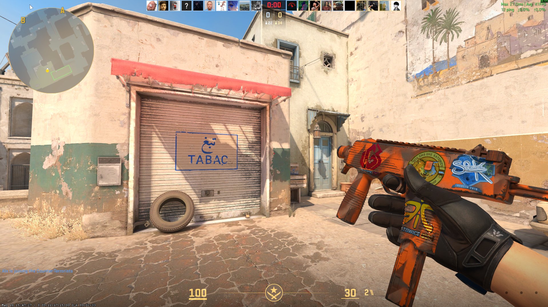Souvenir MP9 Orange Peel with Katowice 2014 stickers — rare CS2 souvenir SMG skin