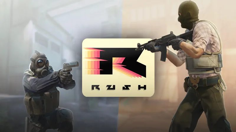 CS2 Rush game mode key art with a Terrorist and Counter-Terrorist