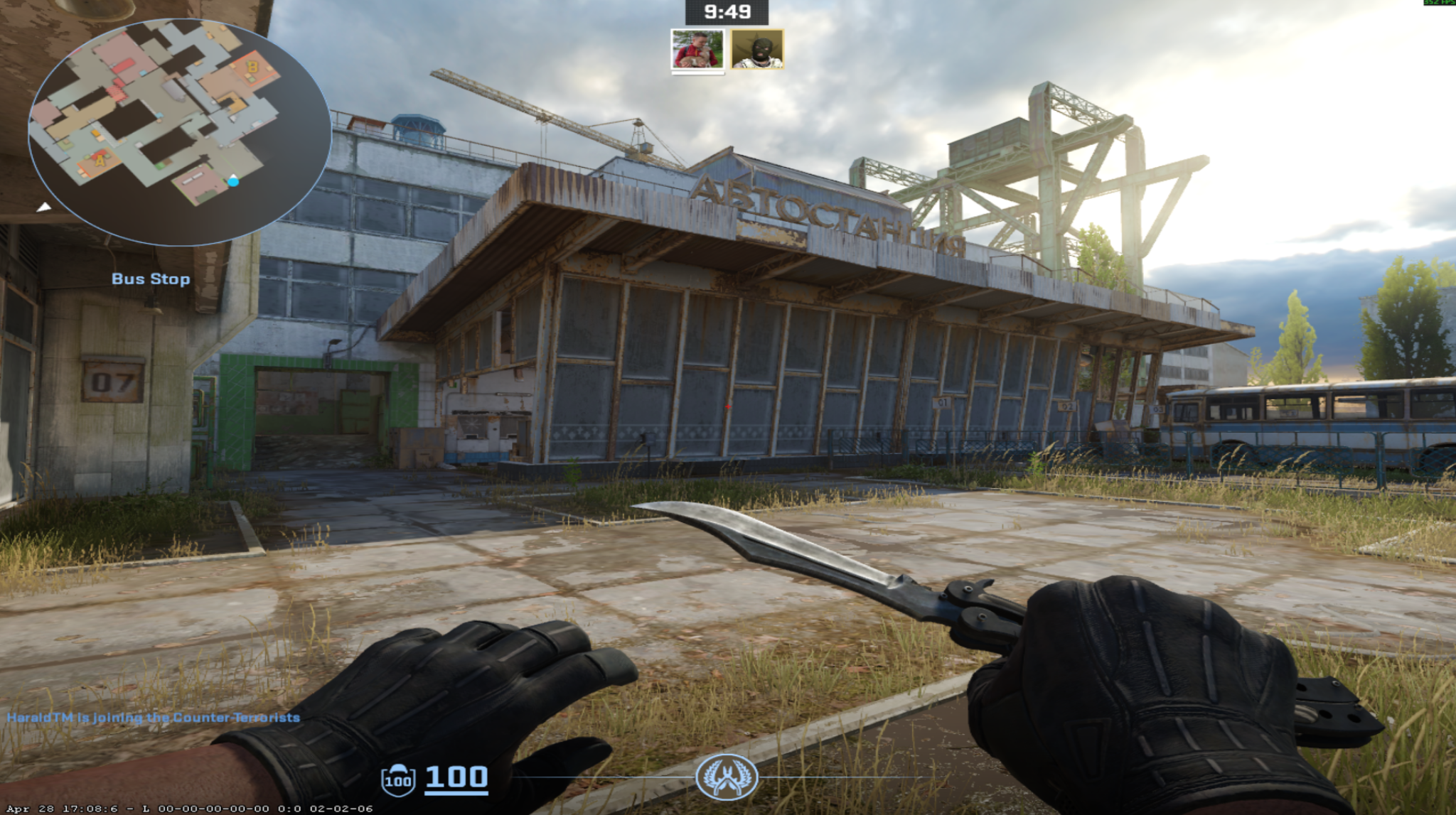 Bus Stop area on Cache CS2 with the Soviet-era bus station building