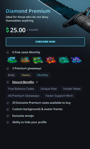 Hellcase Diamond Premium, $25 per month