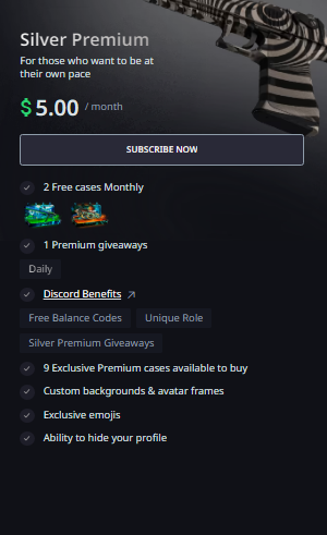Hellcase Silver Premium, $5 per month