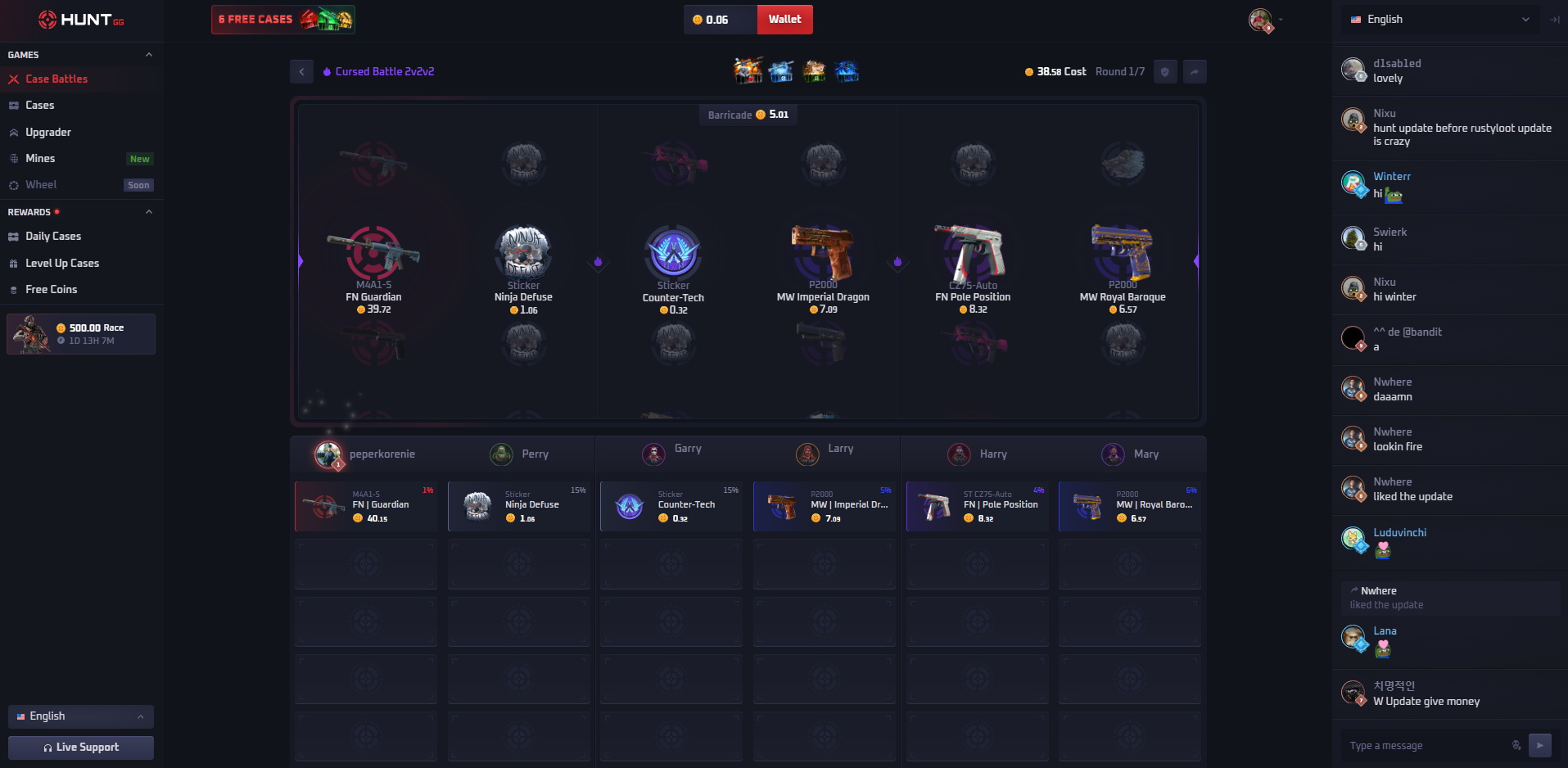 Hunt.gg 2v2v2 Cursed Battle with bots filling seats (October 2026)