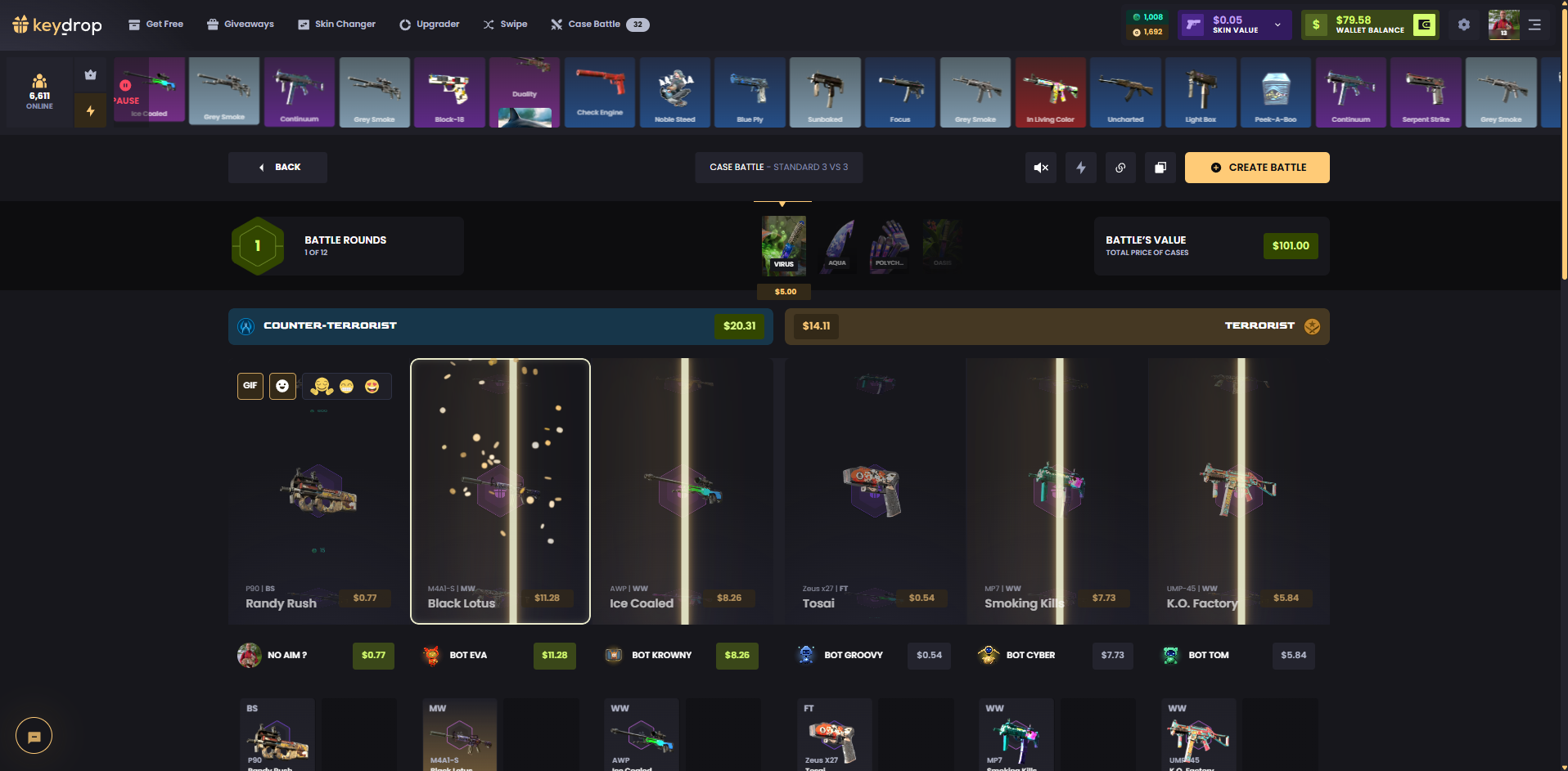 Key-Drop case battle screenshot