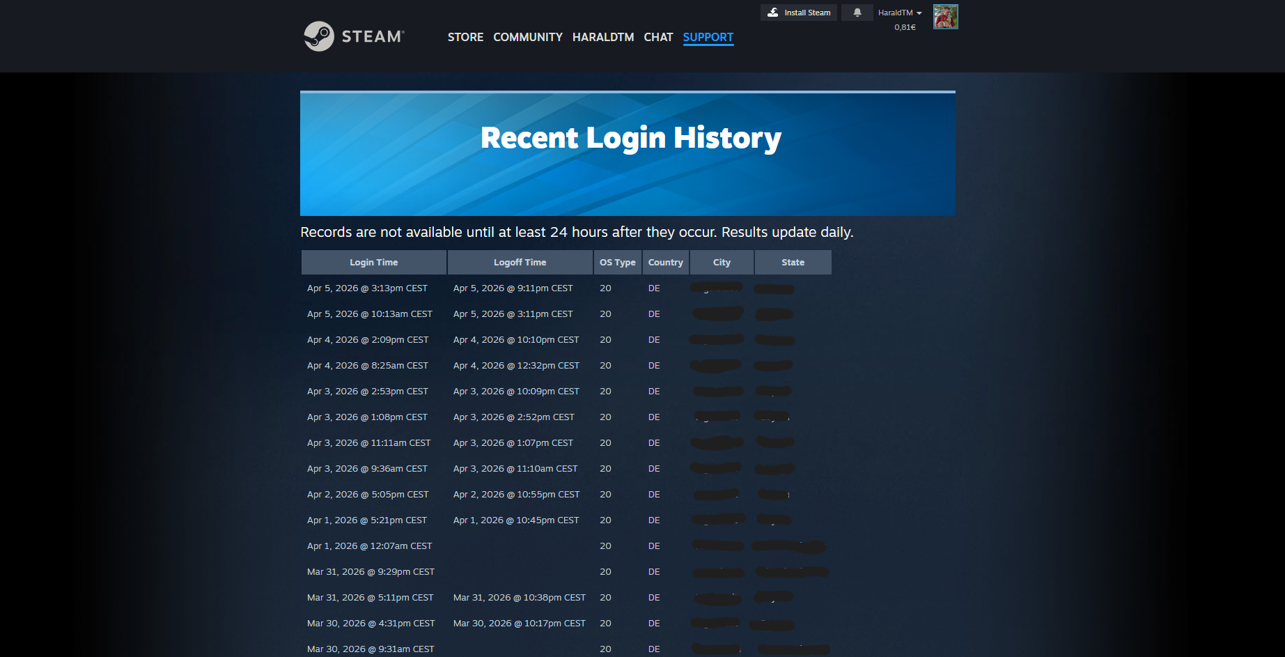 Steam Recent Login History