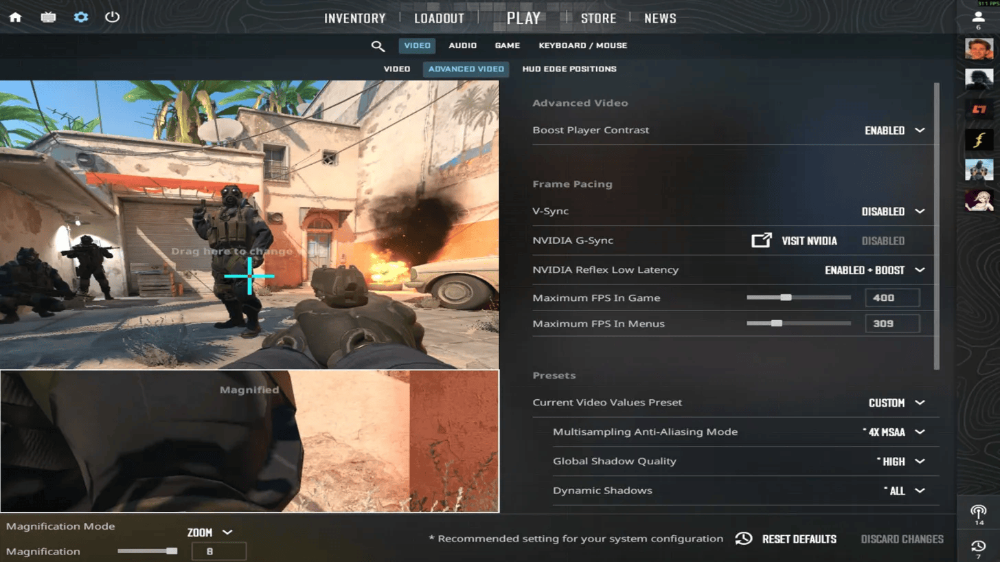 CS2 Advanced Video Settings — Top Section