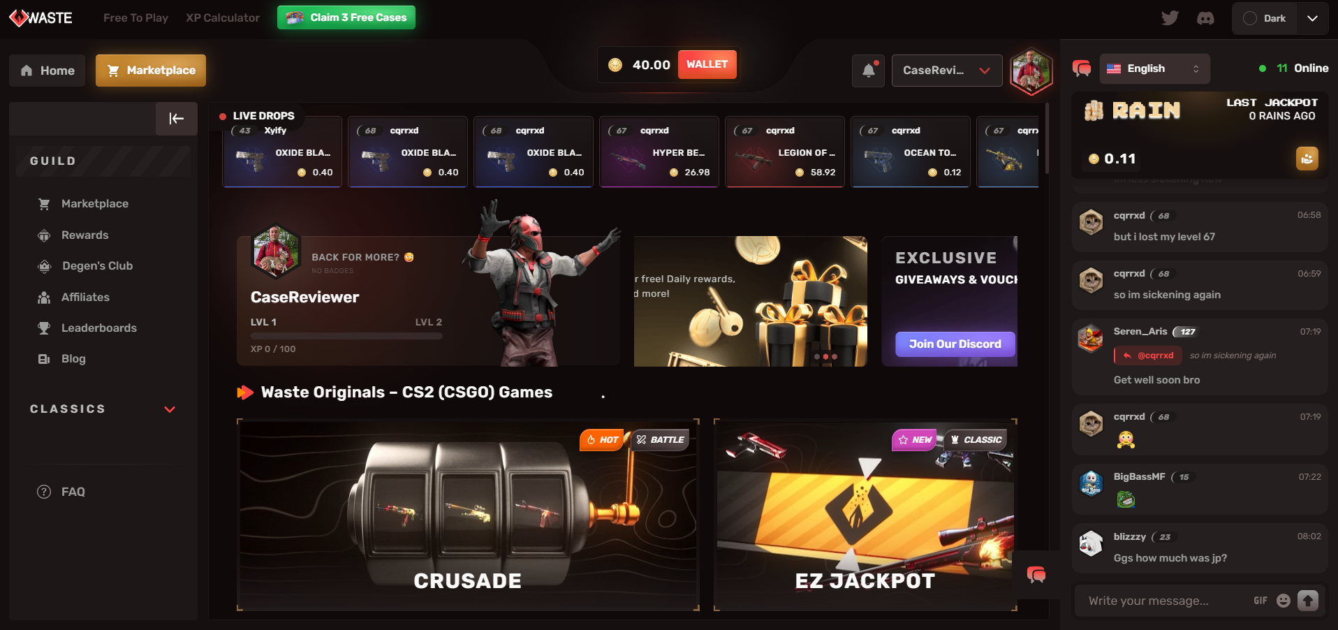 Skinwaste (waste.gg) homepage
