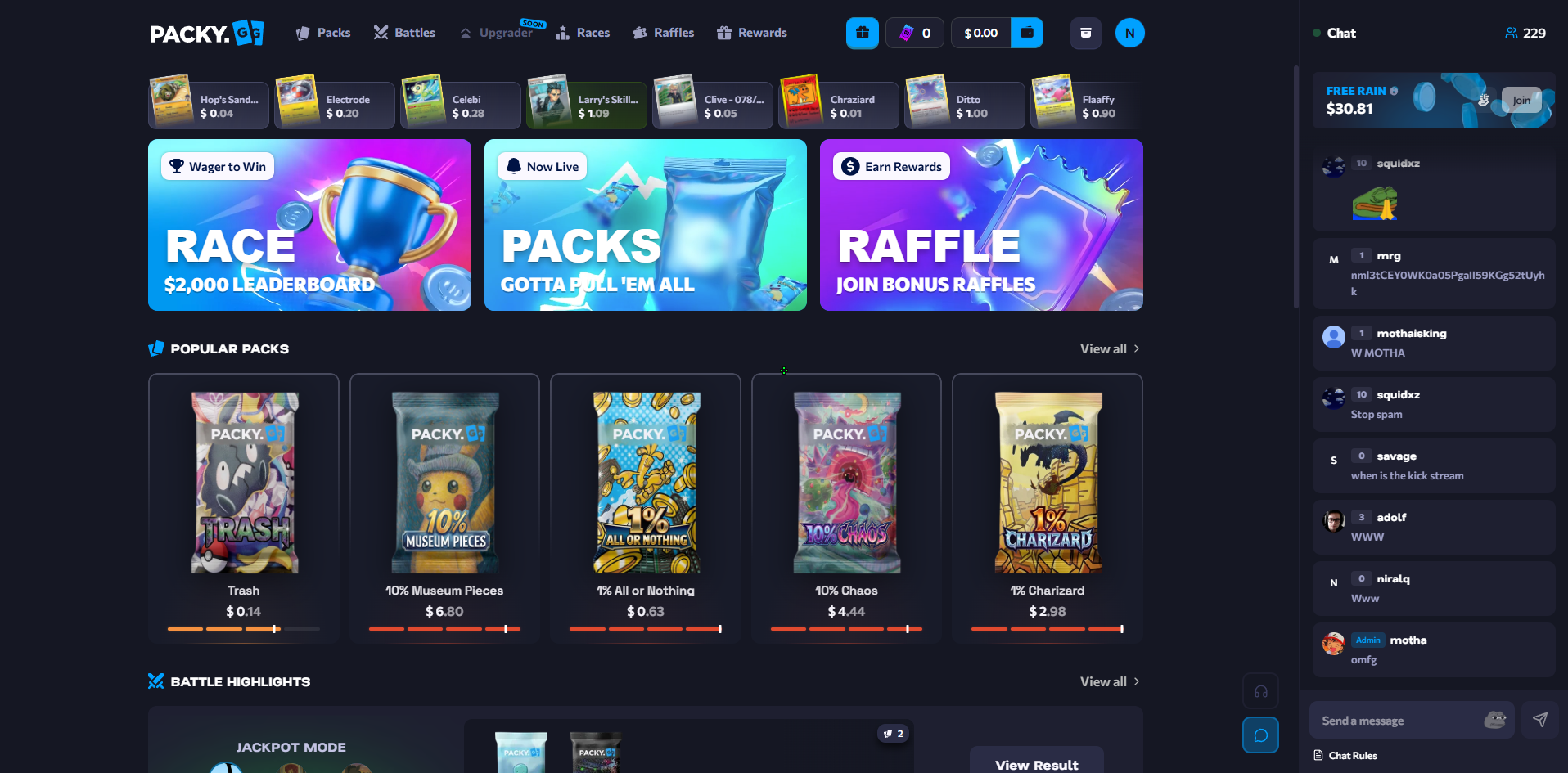 Packy.gg Homepage