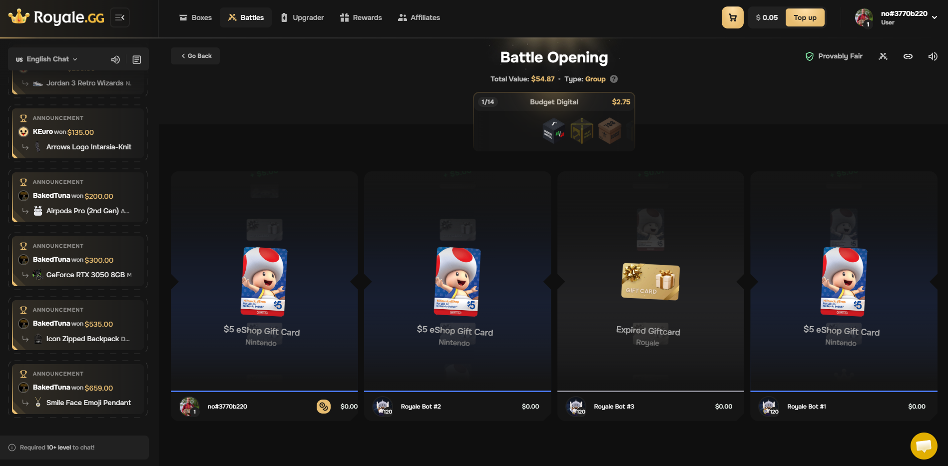 Royale.gg case battle