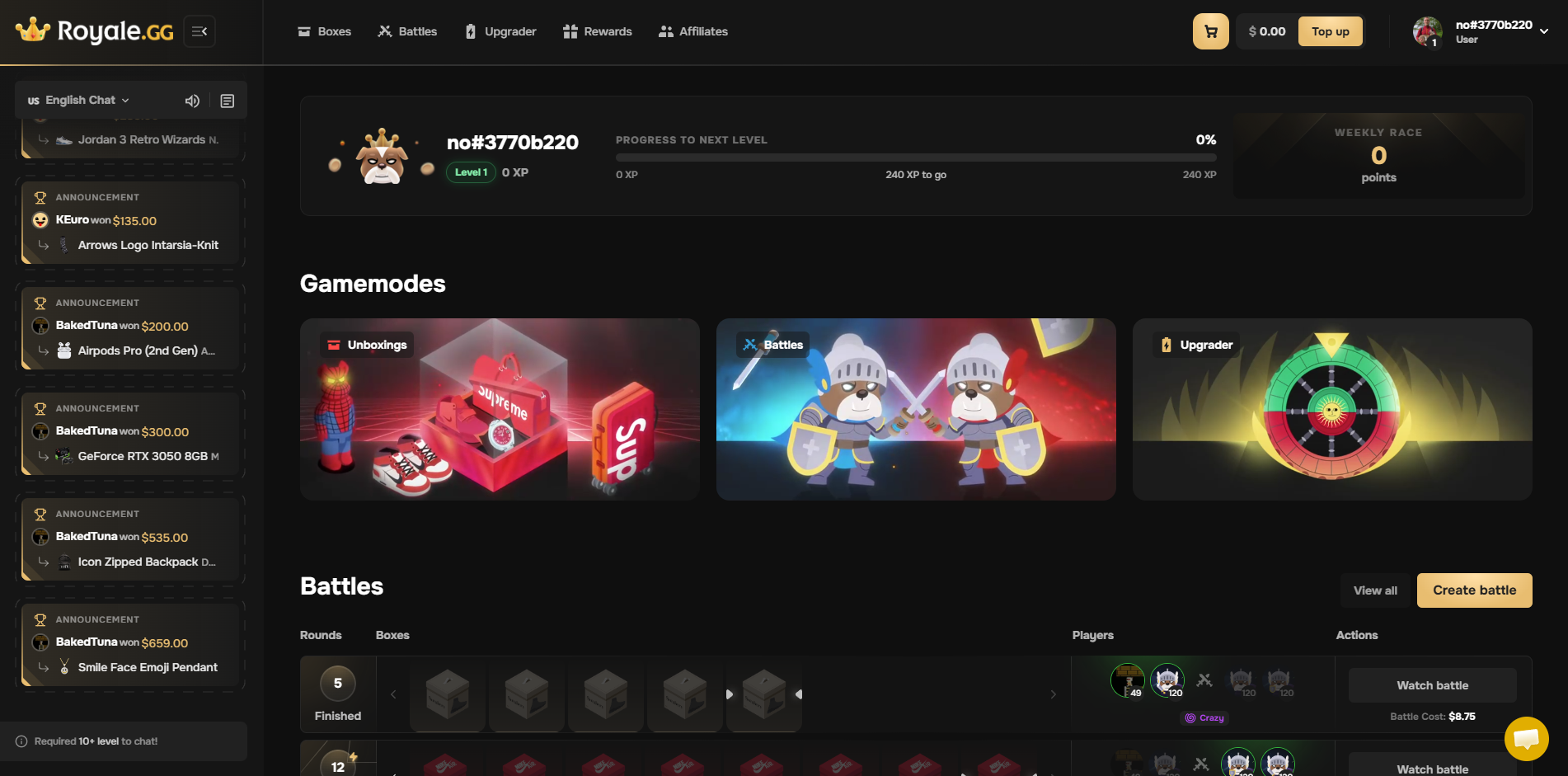 Royale.gg homepage